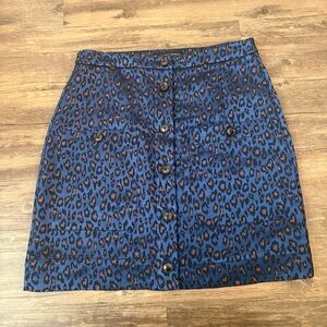 Banana Republic Blue Leopard Mini Skirt